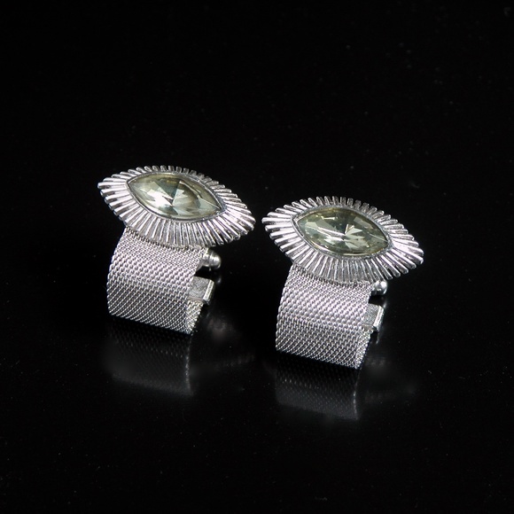 Vintage Wrap Around Jeweled Grey Stone Cufflinks - Picture 2 of 3